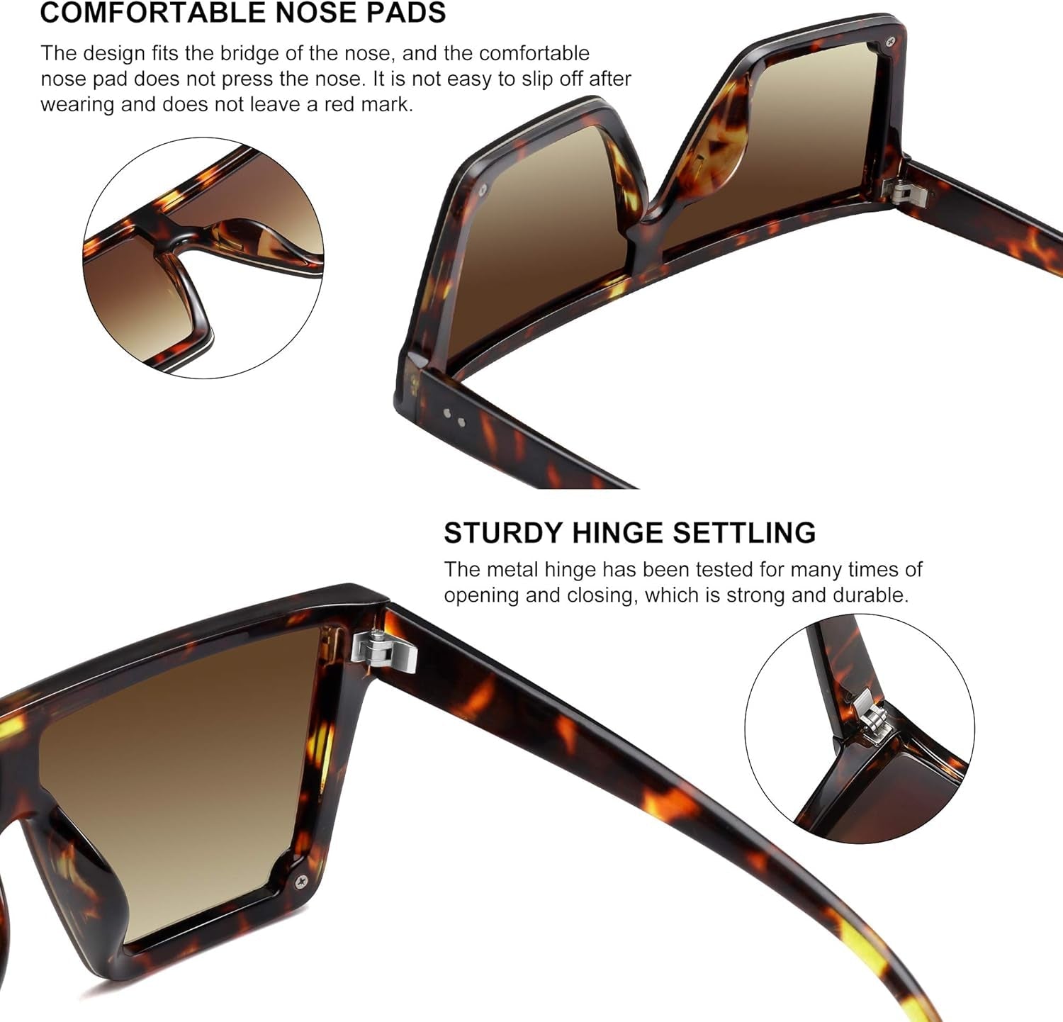 Square Sunglasses for Women Men Fashion Big Frame Flat Top Sun Glasses Mirror Lens - WORLD TIME VISITS