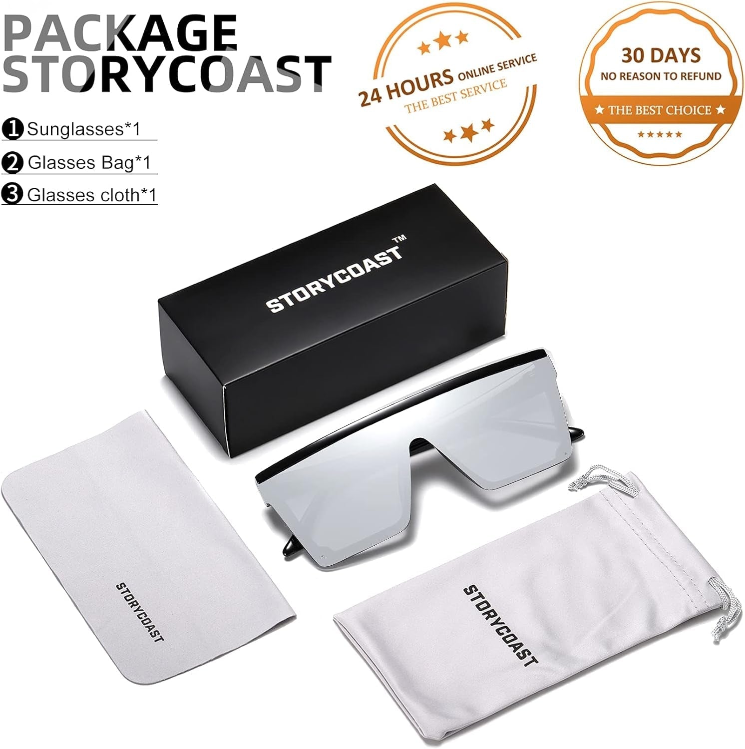 Square Sunglasses for Women Men Fashion Big Frame Flat Top Sun Glasses Mirror Lens - WORLD TIME VISITS