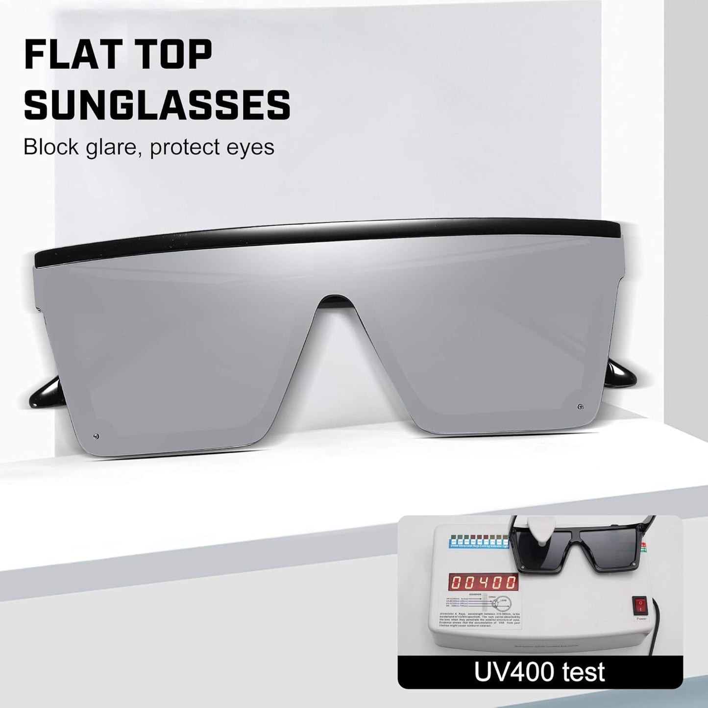 Square Sunglasses for Women Men Fashion Big Frame Flat Top Sun Glasses Mirror Lens - WORLD TIME VISITS
