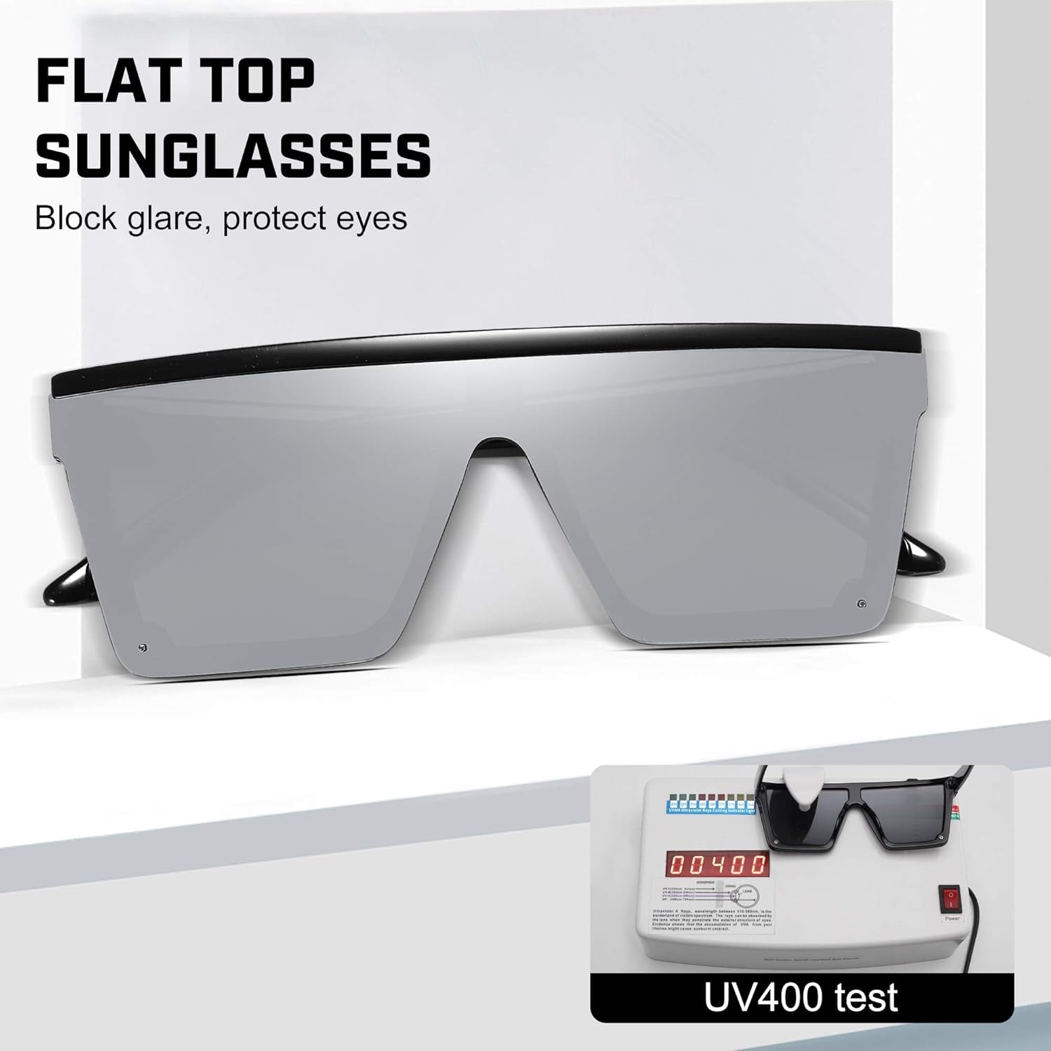 Square Sunglasses for Women Men Fashion Big Frame Flat Top Sun Glasses Mirror Lens - WORLD TIME VISITS