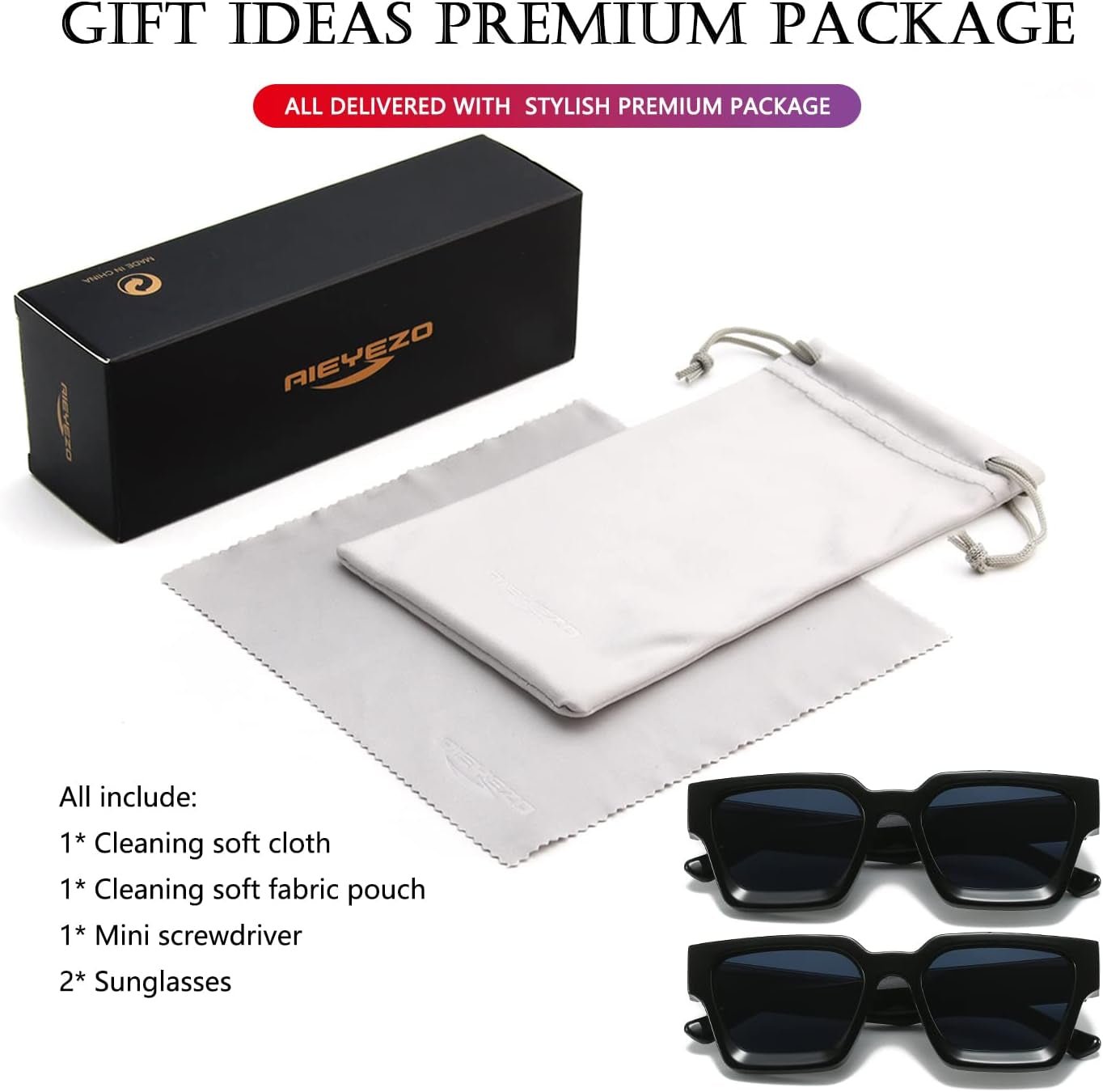 Square Sunglasses for Women Men Square Thick Frame Sun Glasses Simple Designer Style Shades - WORLD TIME VISITS