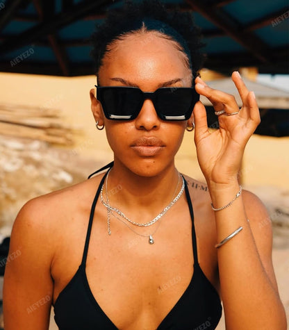 Square Sunglasses for Women Men Square Thick Frame Sun Glasses Simple Designer Style Shades - WORLD TIME VISITS