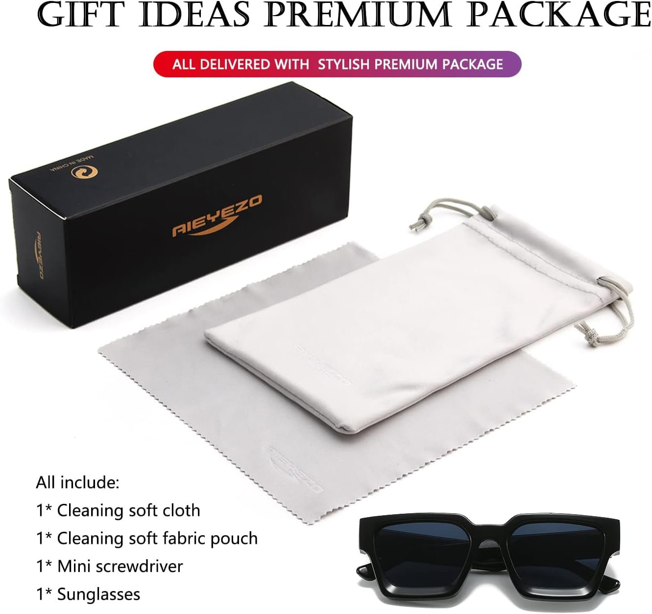Square Sunglasses for Women Men Square Thick Frame Sun Glasses Simple Designer Style Shades - WORLD TIME VISITS