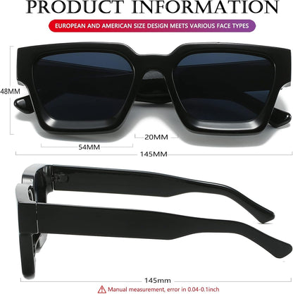 Square Sunglasses for Women Men Square Thick Frame Sun Glasses Simple Designer Style Shades - WORLD TIME VISITS