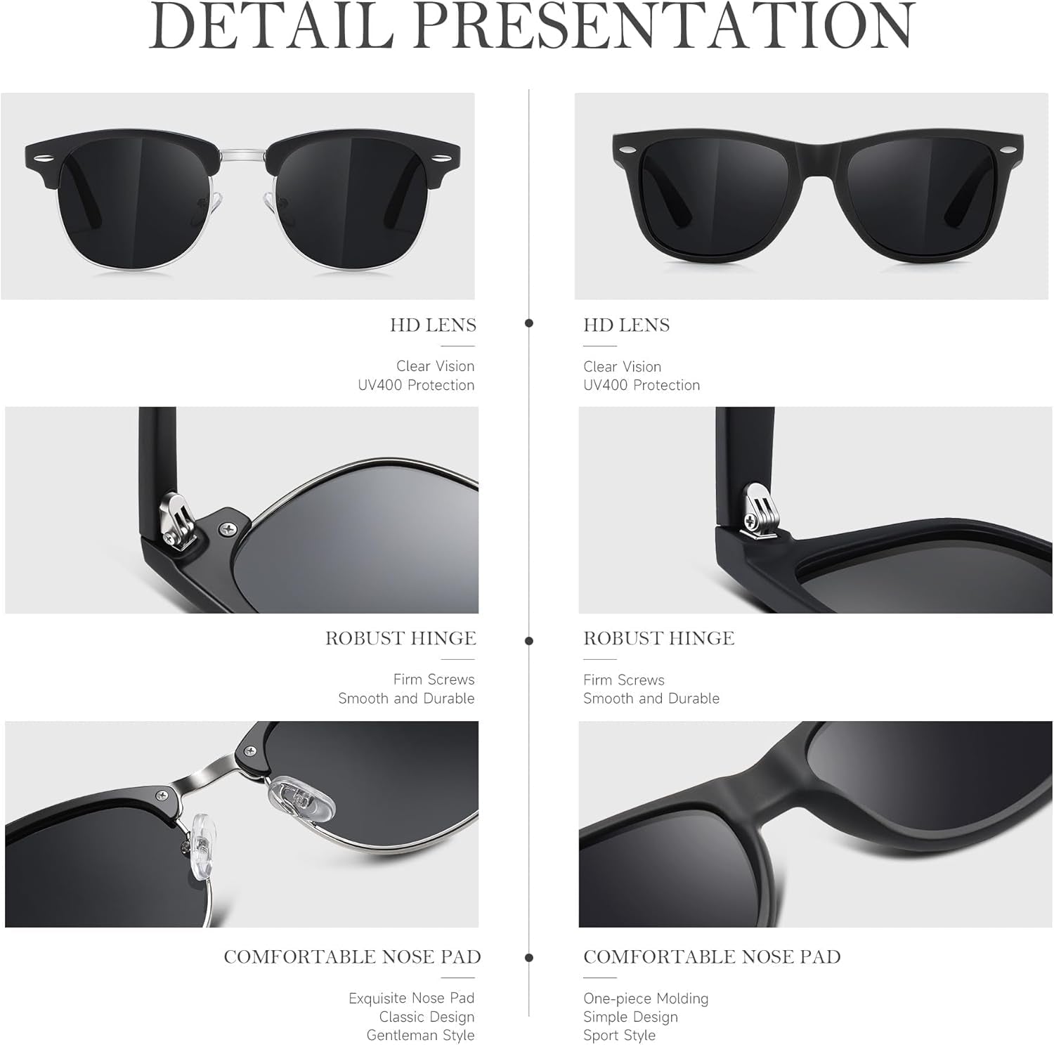 Sunglasses Men and Womens, Polarized Sunglasses for Men with UV Blocking Semi - Rimless Frame for Driving & Hiking - WORLD TIME VISITS