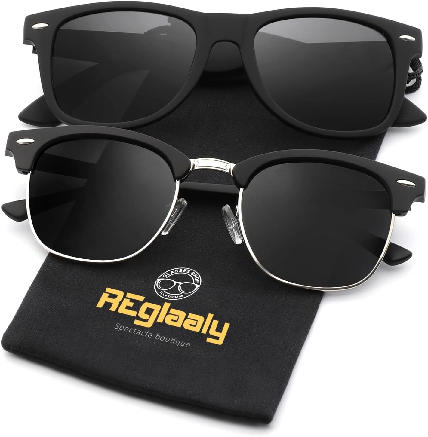 Sunglasses Men and Womens, Polarized Sunglasses for Men with UV Blocking Semi - Rimless Frame for Driving & Hiking - WORLD TIME VISITS