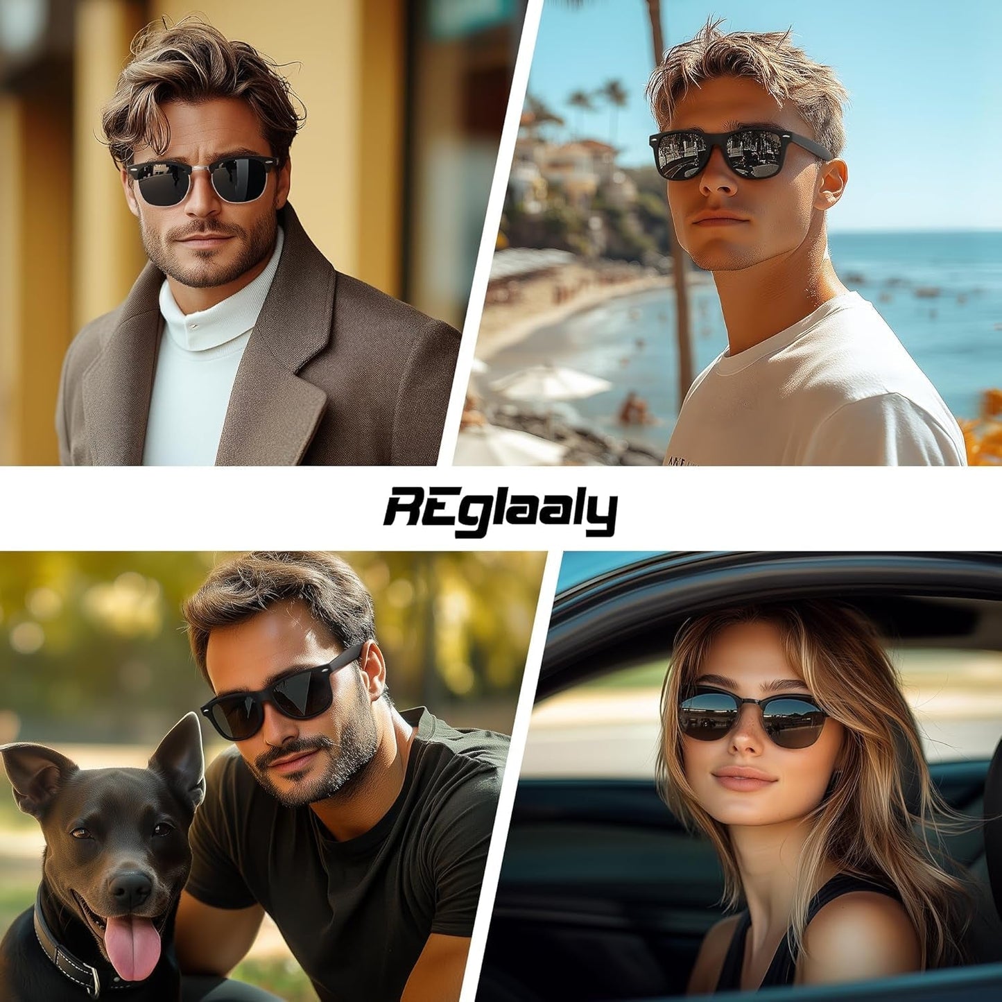 Sunglasses Men and Womens, Polarized Sunglasses for Men with UV Blocking Semi - Rimless Frame for Driving & Hiking - WORLD TIME VISITS