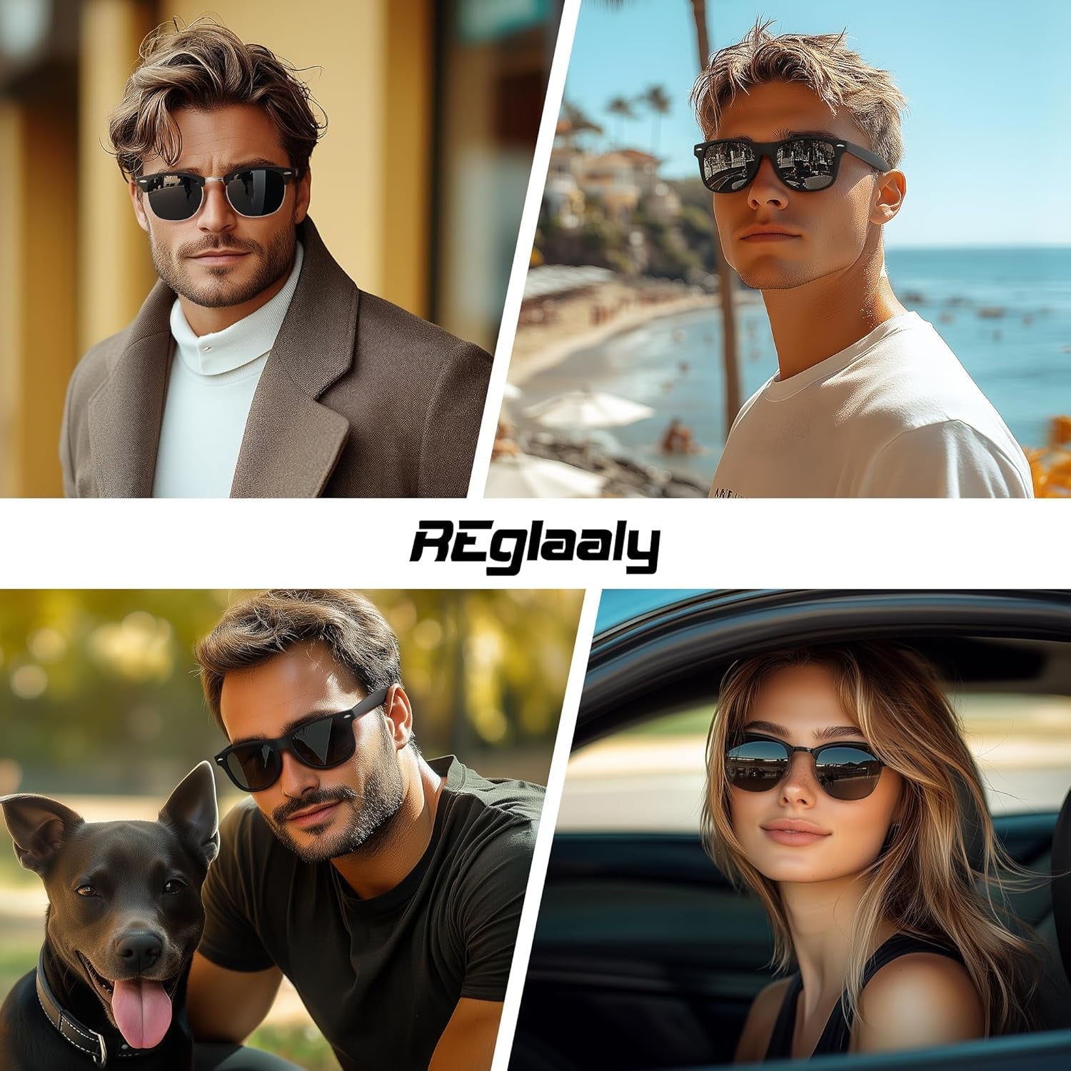 Sunglasses Men and Womens, Polarized Sunglasses for Men with UV Blocking Semi - Rimless Frame for Driving & Hiking - WORLD TIME VISITS
