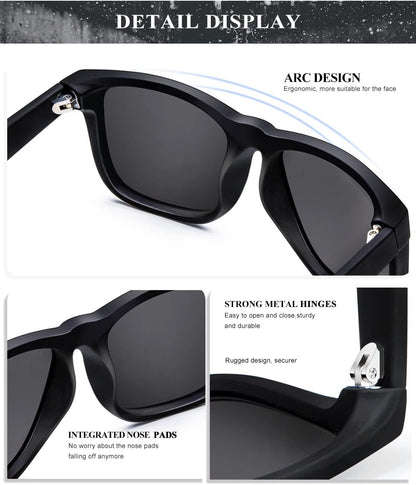 Sunglasses Men Polarized Sun Glasses for Mens Womens Classic Matte Black Frame UV Protection 3Pack - WORLD TIME VISITS