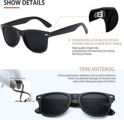 Sunglasses Men Polarized Sunglasses for Mens and Womens,Black Retro Sun Glasses Driving Fishing UV Protection - WORLD TIME VISITS