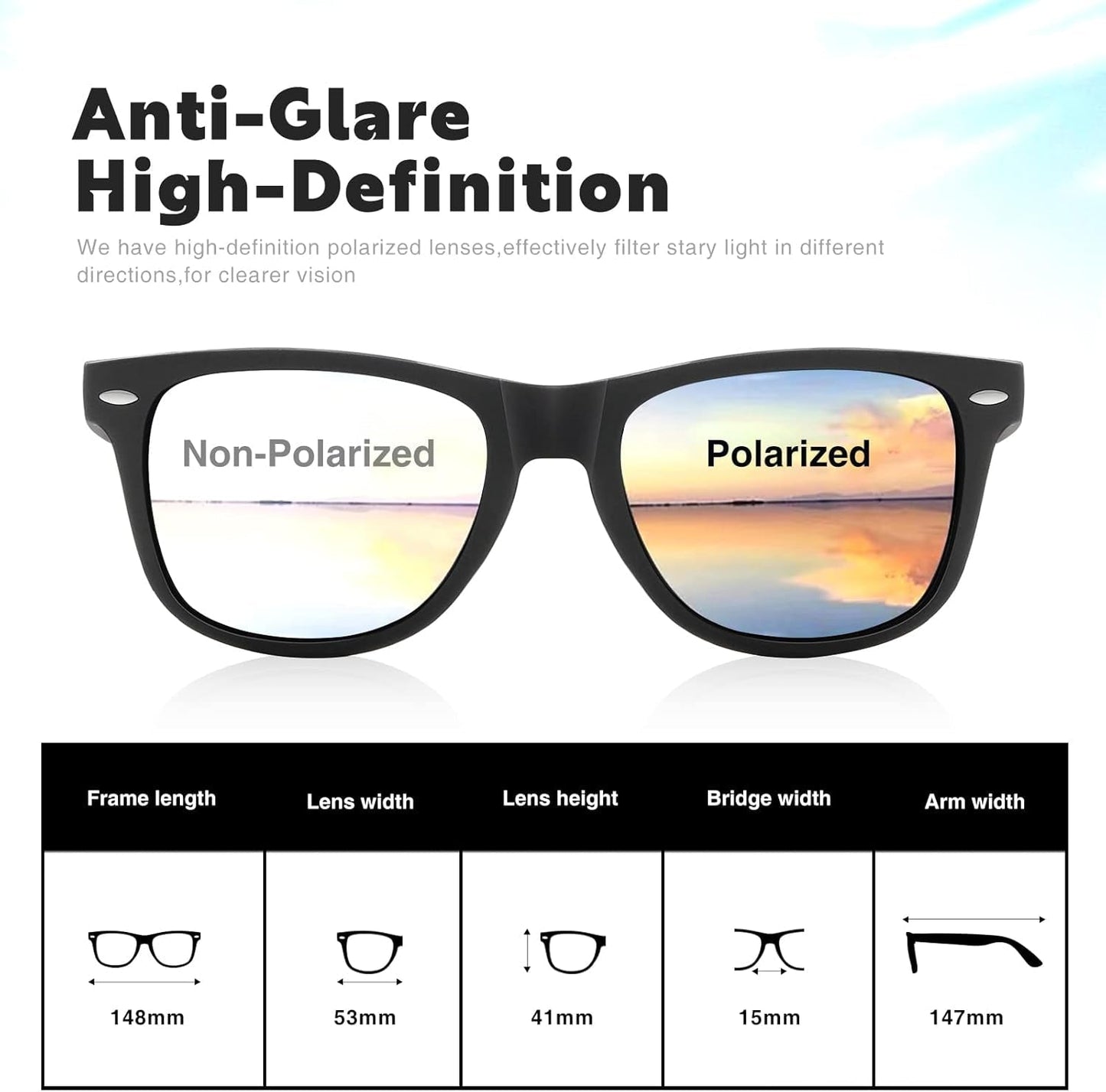 Sunglasses Men Polarized Sunglasses for Womens Trendy Retro Mirror Lens for Driving Fishing UV400 Protection - WORLD TIME VISITS