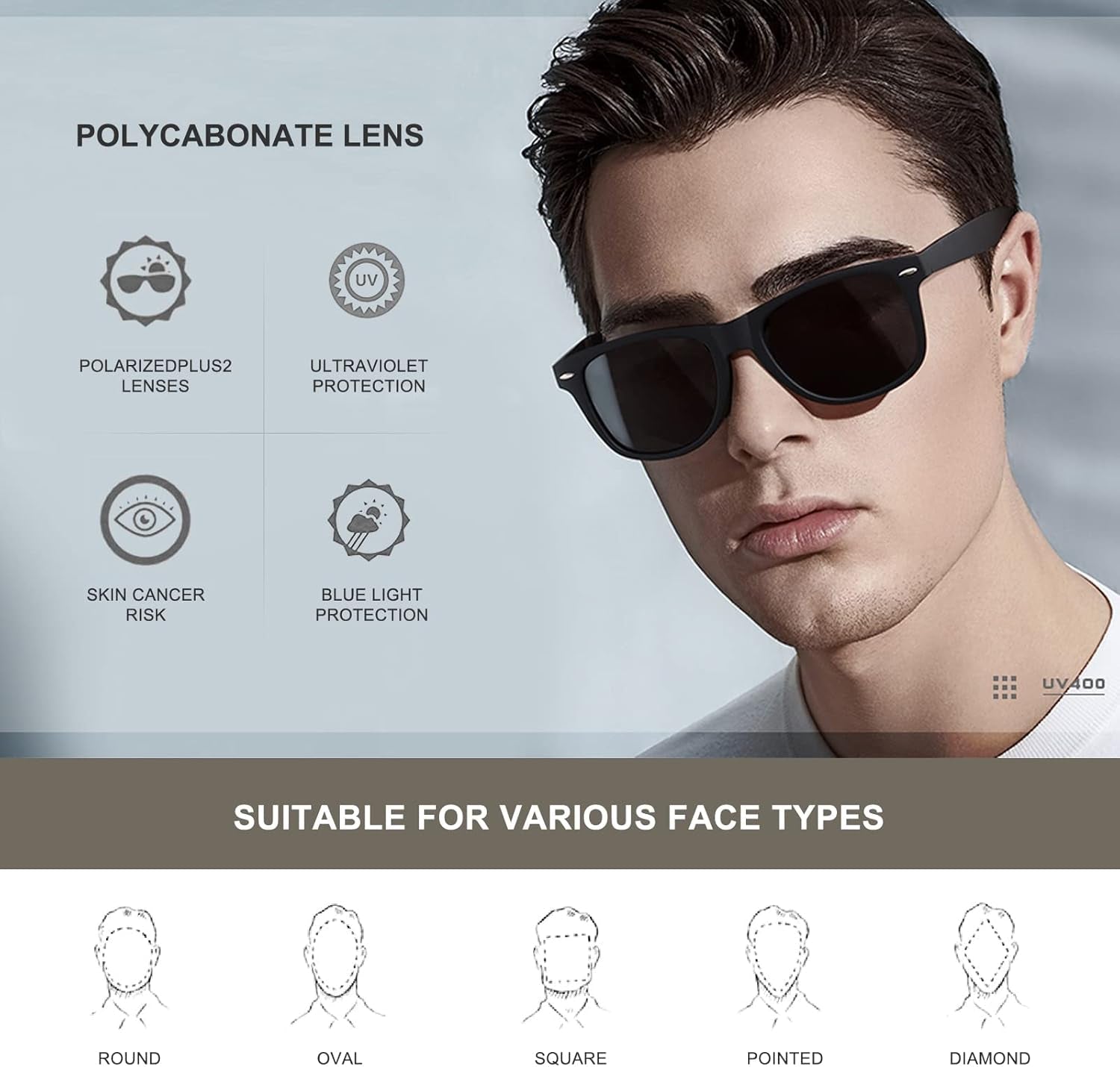 Sunglasses Men Polarized Sunglasses for Womens Trendy Retro Mirror Lens for Driving Fishing UV400 Protection - WORLD TIME VISITS