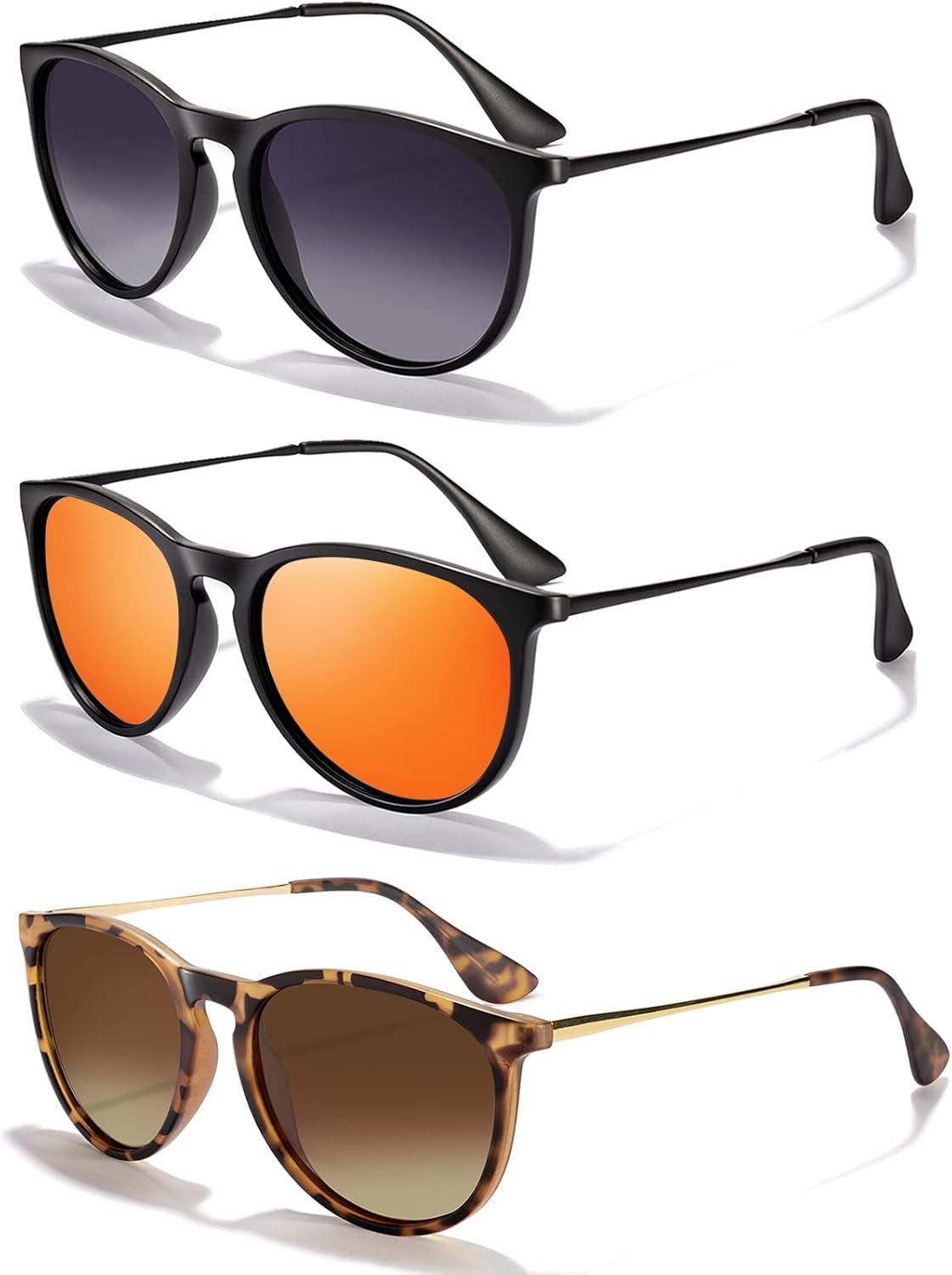 Sunglasses Womens Men Polarized UV Protection Trendy Vintage Retro round Mirrored Lens Sunglasses for Women - WORLD TIME VISITS