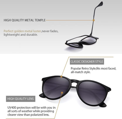 Sunglasses Womens Men Polarized UV Protection Trendy Vintage Retro round Mirrored Lens Sunglasses for Women - WORLD TIME VISITS