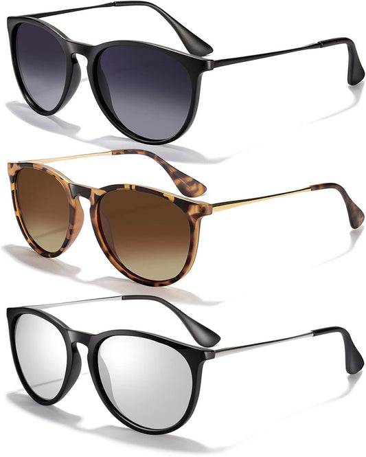 Sunglasses Womens Men Polarized UV Protection Trendy Vintage Retro round Mirrored Lens Sunglasses for Women - WORLD TIME VISITS