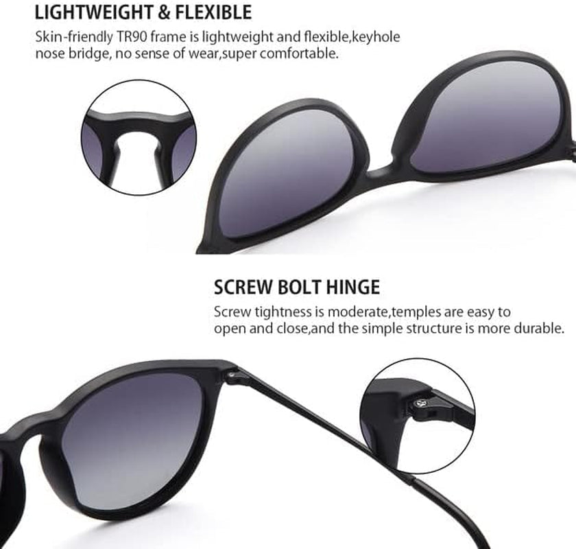Sunglasses Womens Men Polarized UV Protection Trendy Vintage Retro round Mirrored Lens Sunglasses for Women - WORLD TIME VISITS