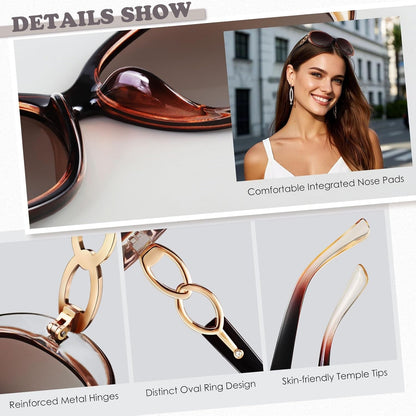 Sunglasses Womens Polarized Trendy Oversized Sun Glasses Fashion Ladies Shades 100% UV400 Protection S85 - WORLD TIME VISITS