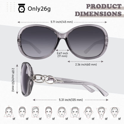 Sunglasses Womens Polarized Trendy Oversized Sun Glasses Fashion Ladies Shades 100% UV400 Protection S85 - WORLD TIME VISITS