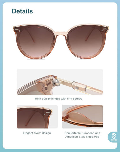 Sunglasses Womens Trendy 2025 Classic round Retro Vintage Shades Large Frame Sunnies SJ2067 - WORLD TIME VISITS