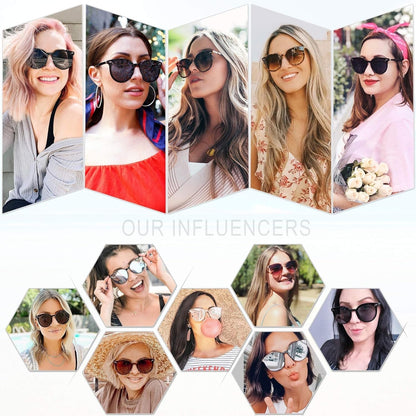 Sunglasses Womens Trendy 2025 Classic round Retro Vintage Shades Large Frame Sunnies SJ2067 - WORLD TIME VISITS