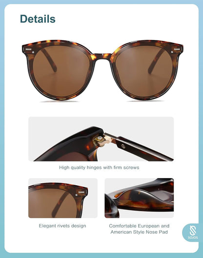 Sunglasses Womens Trendy 2025 Classic round Retro Vintage Shades Large Frame Sunnies SJ2067 - WORLD TIME VISITS