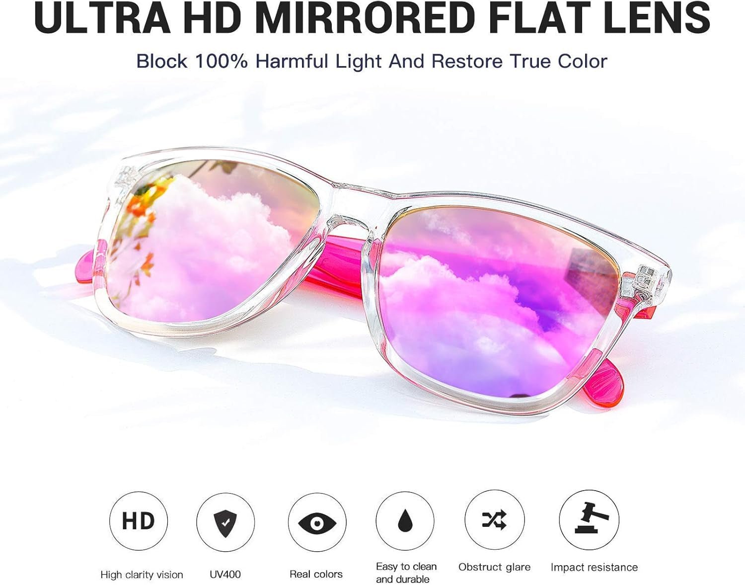 Sunglasses Womens,Classic Square Frame UV400 Mirrored Lens,Sunglasses Fit for Beach,Vacation,Driving - WORLD TIME VISITS