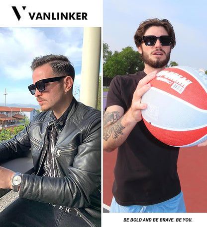 Thick Square Sunglasses for Men Women Retro Chunky Rectangle Shades UV400 Protection VL9731 - WORLD TIME VISITS