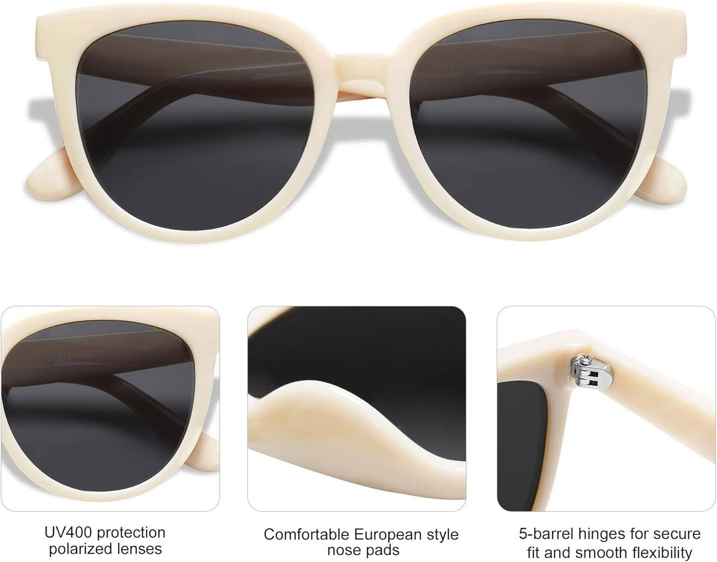 Trendy Cat Eye round Polarized Sunglasses for Women Fashion UV Protection Sunnies Sunglasses SJ2175 - WORLD TIME VISITS