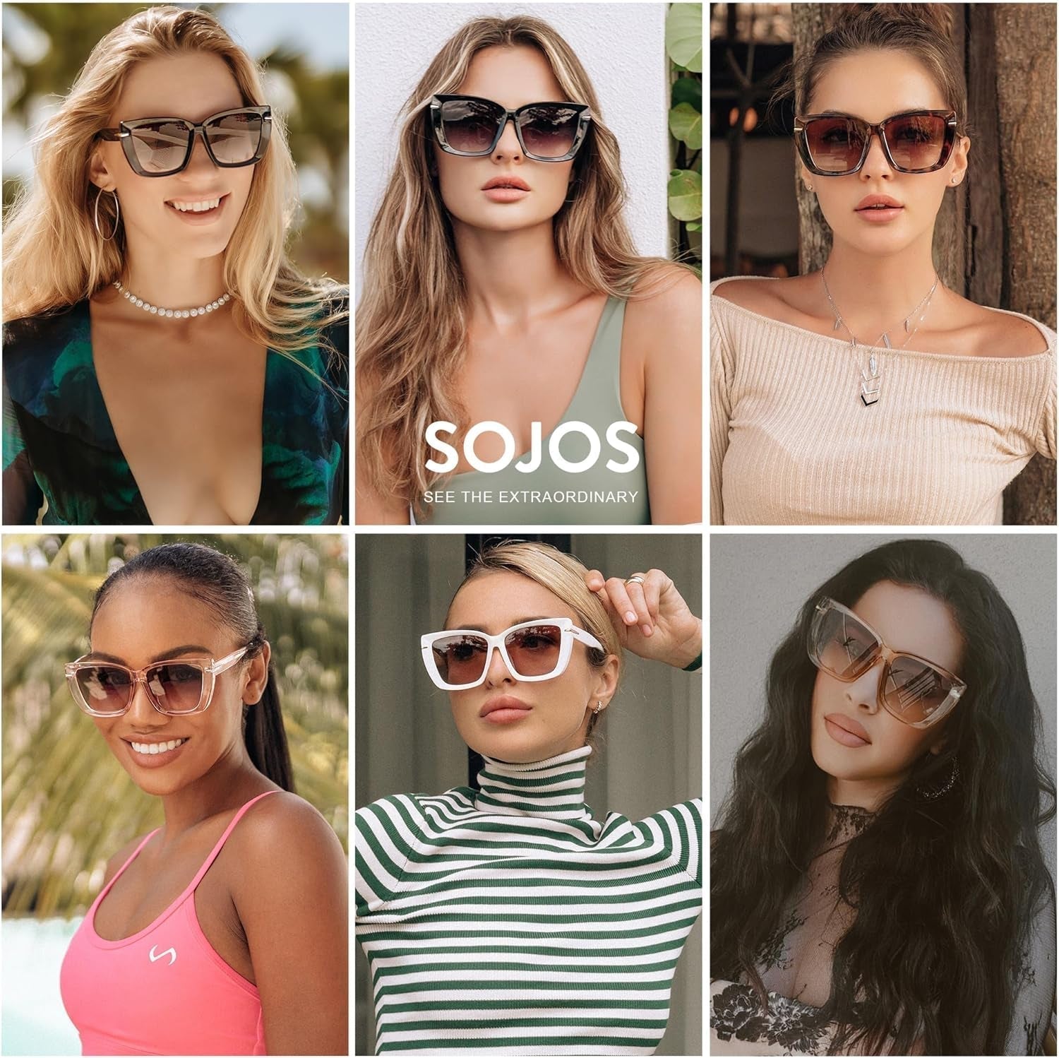 Trendy Large Oversized Cat Eye Sunglasses for Women 70S UV400 Designer Shades SJ2231 - WORLD TIME VISITS