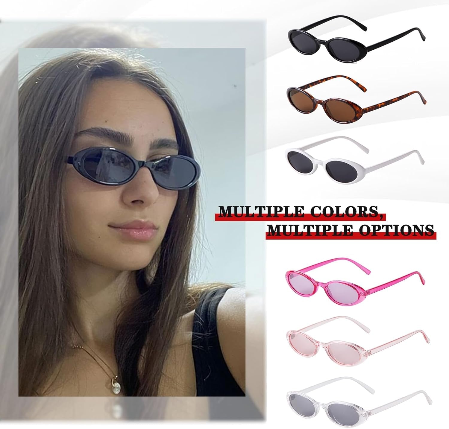 Trendy Oval Sunglasses Women 90’S Vintage Sun Glasses Fashion Tinted Glasses UV400 Protection - WORLD TIME VISITS