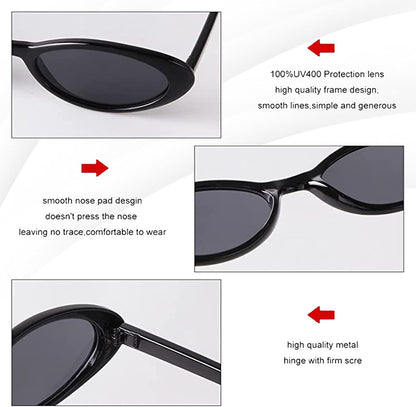 Trendy Oval Sunglasses Women 90’S Vintage Sun Glasses Fashion Tinted Glasses UV400 Protection - WORLD TIME VISITS