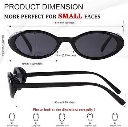 Trendy Oval Sunglasses Women 90’S Vintage Sun Glasses Fashion Tinted Glasses UV400 Protection - WORLD TIME VISITS