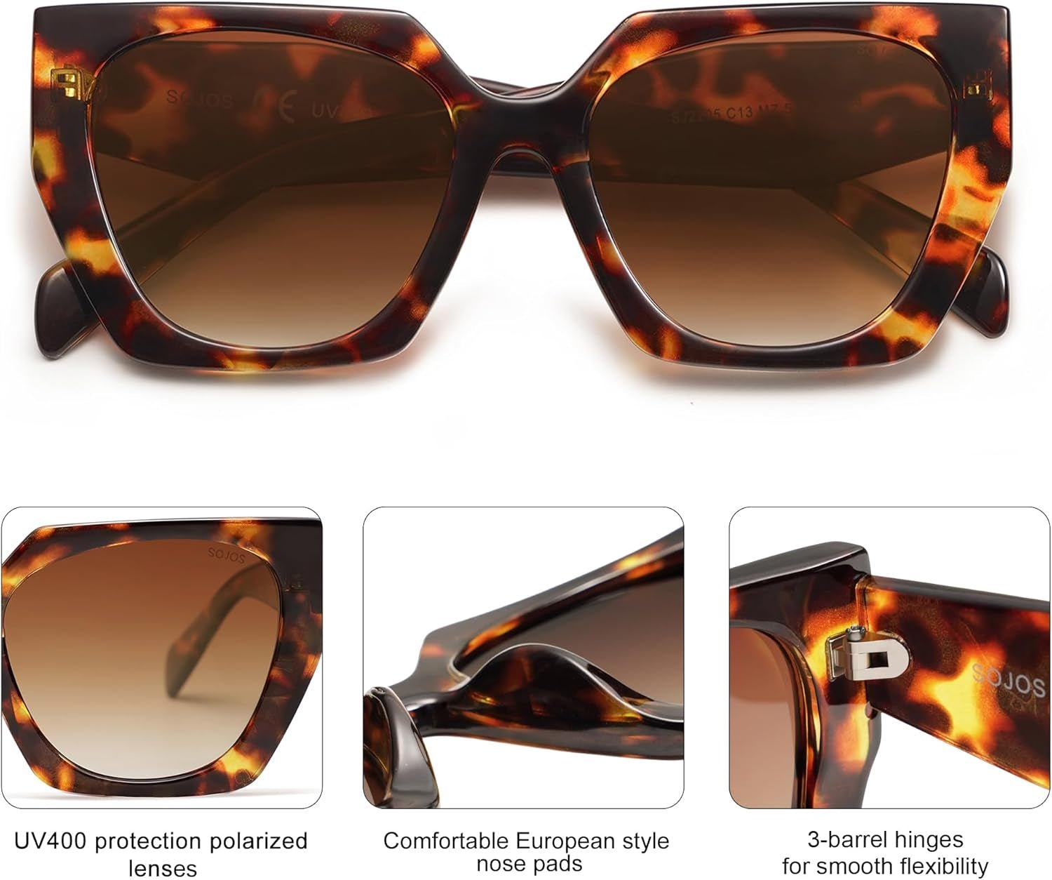 Trendy Oversized Polarized Sunglasses Womens Big Square Cateye Sunnies, Lentes De Sol Para Mujer SJ2205 - WORLD TIME VISITS
