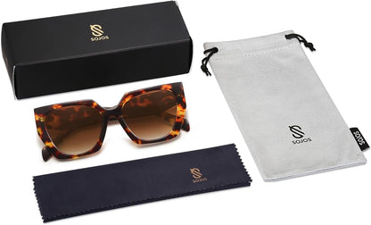 Trendy Oversized Polarized Sunglasses Womens Big Square Cateye Sunnies, Lentes De Sol Para Mujer SJ2205 - WORLD TIME VISITS
