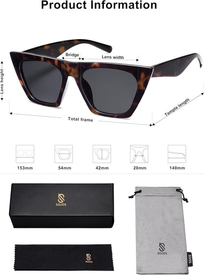 Trendy Oversized Square Cateye Polarized Sunglasses Womens Big Frame Shades SJ2115 - WORLD TIME VISITS
