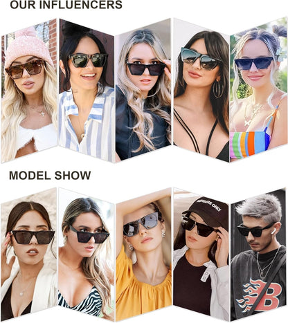 Trendy Oversized Square Cateye Polarized Sunglasses Womens Big Frame Shades SJ2115 - WORLD TIME VISITS