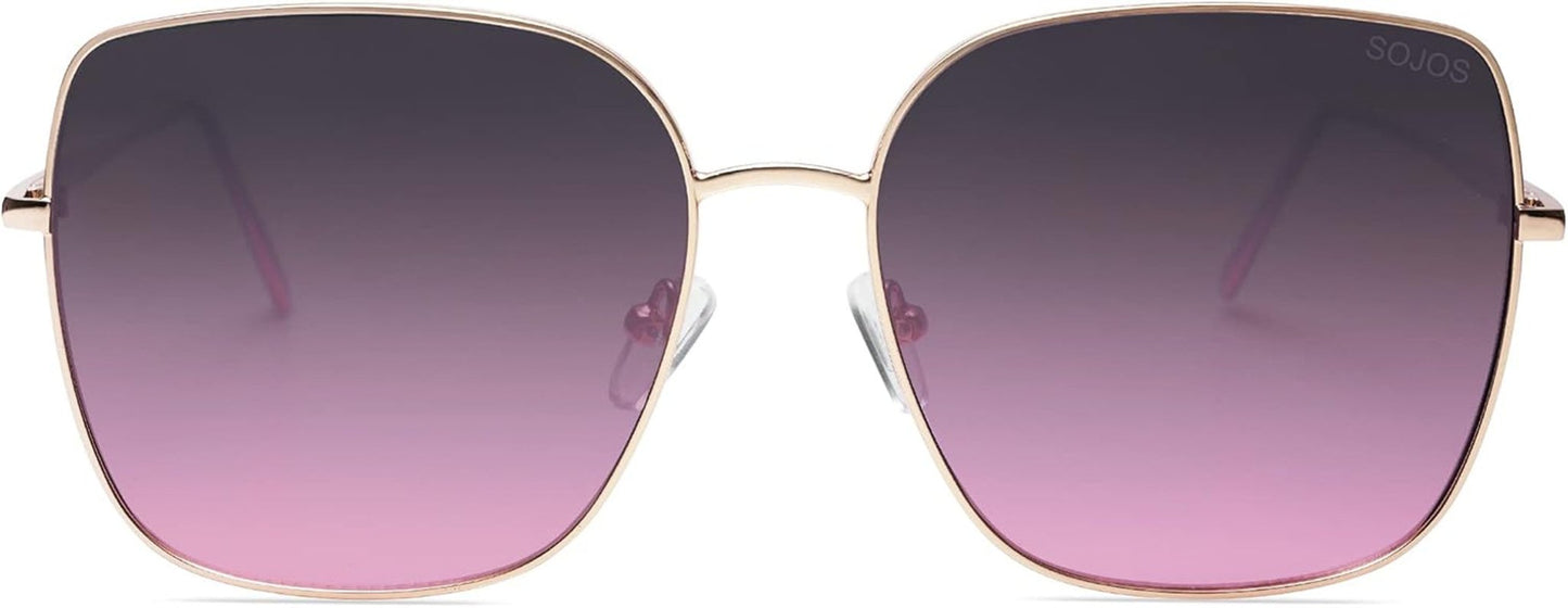 Trendy Oversized Square Metal Frame Sunglasses for Women Men Retro Big Flat Lens UV Protection Sunglasses SJ1146 - WORLD TIME VISITS
