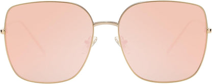 Trendy Oversized Square Metal Frame Sunglasses for Women Men Retro Big Flat Lens UV Protection Sunglasses SJ1146 - WORLD TIME VISITS