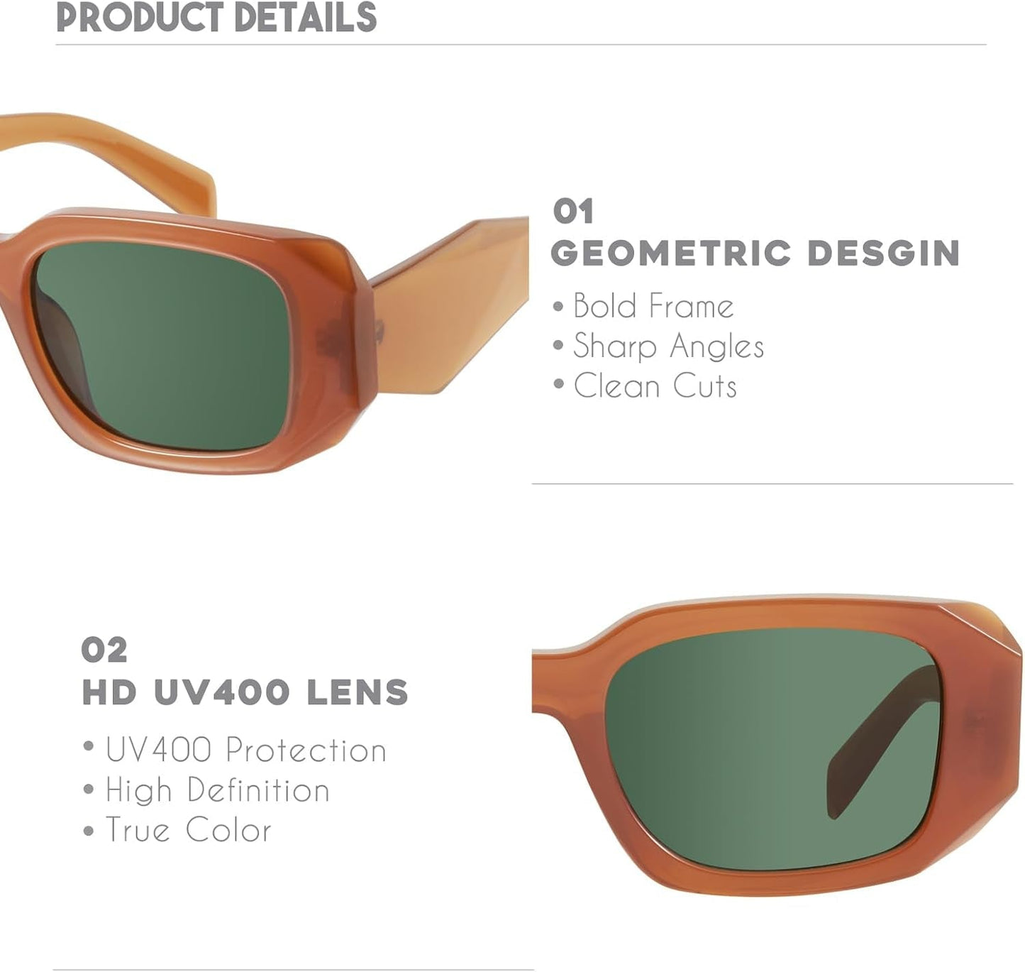 Trendy Rectangle Sunglasses for Women Men - Goulding - WORLD TIME VISITS