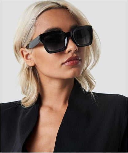 Trendy Square Sunglasses for Men Women Fashion Thick Rectangle Sun Glasses UV Protection Shades Designer Style - WORLD TIME VISITS