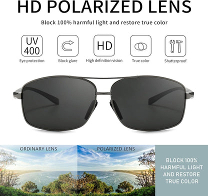 Ultra Lightweight Rectangular Polarized Sunglasses UV400 Protection - WORLD TIME VISITS
