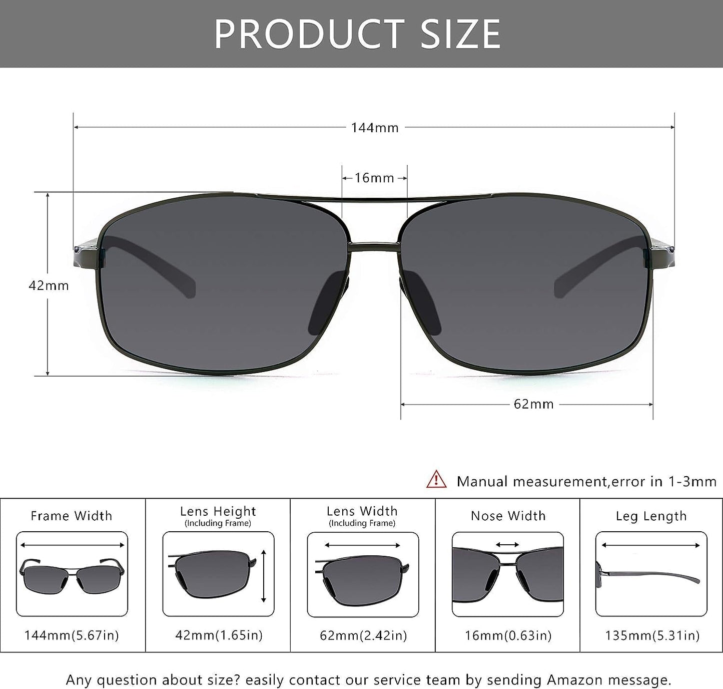Ultra Lightweight Rectangular Polarized Sunglasses UV400 Protection - WORLD TIME VISITS