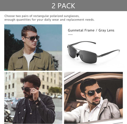 Ultra Lightweight Rectangular Polarized Sunglasses UV400 Protection - WORLD TIME VISITS