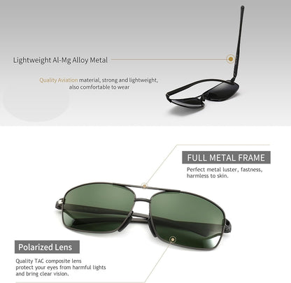 Ultra Lightweight Rectangular Polarized Sunglasses UV400 Protection - WORLD TIME VISITS