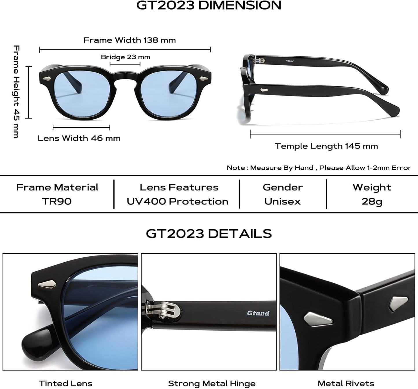 Unisex Vintage Retro round Style Tinted Sunglasses for Men Women Fashion Circle Sun Glasses 46Mm - WORLD TIME VISITS
