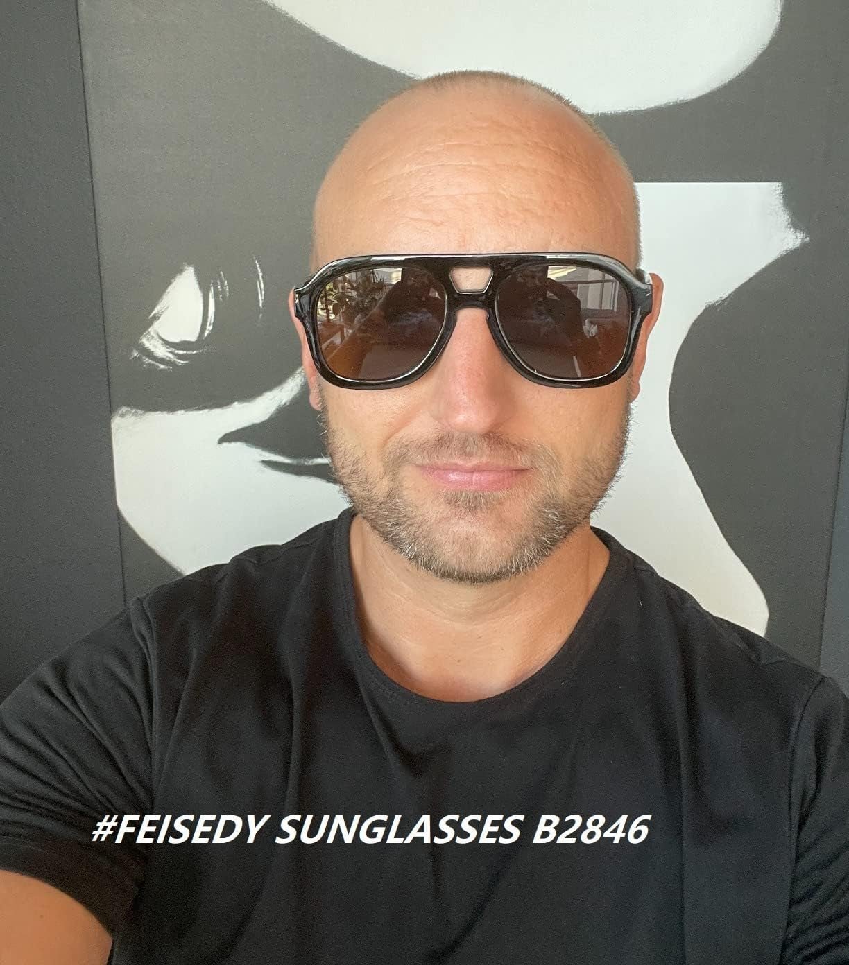 Vintage Aviator Sunglasses Double Bridge Women Men Large Square Thick Frame Trendy Eyewear UV400 B2846 - WORLD TIME VISITS