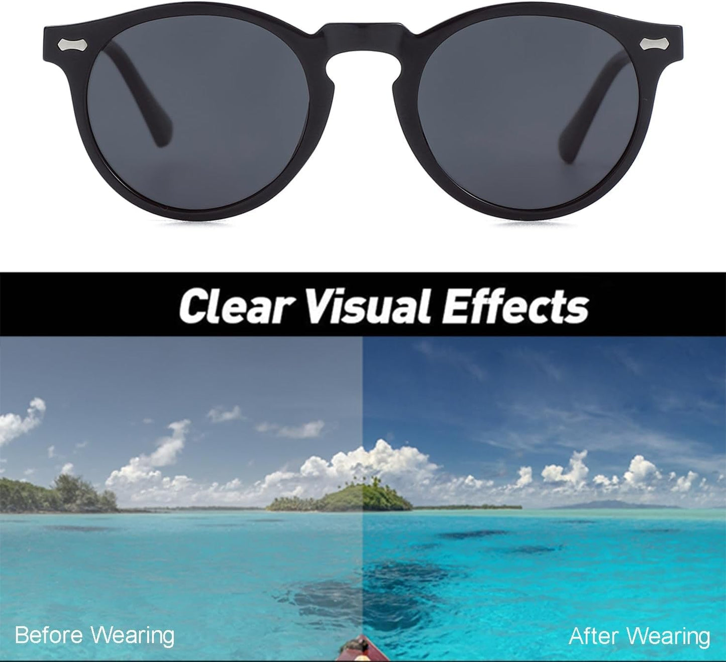 Vintage Polarized Sunglasses for Men round Sunglasses UV400 Protection Retro Hand - Crafted Acetate Frame - WORLD TIME VISITS