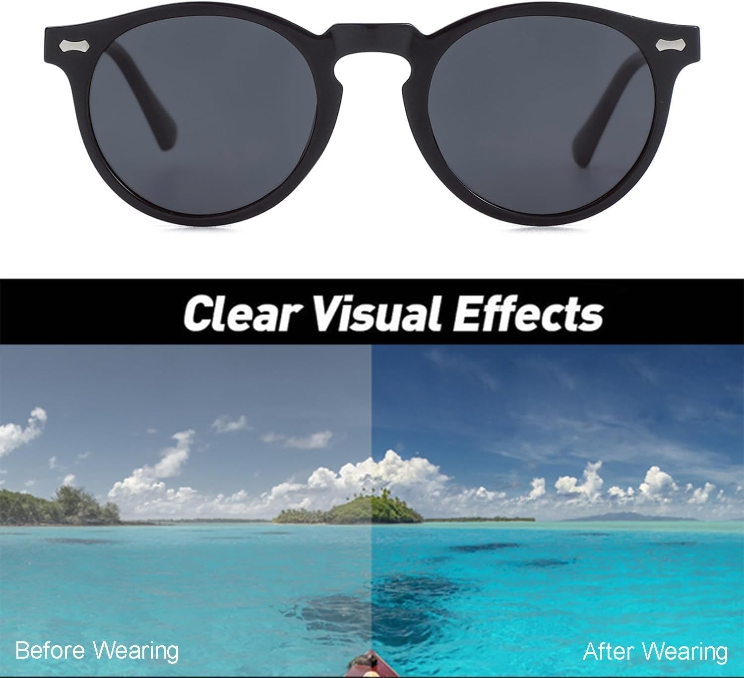 Vintage Polarized Sunglasses for Men round Sunglasses UV400 Protection Retro Hand - Crafted Acetate Frame - WORLD TIME VISITS