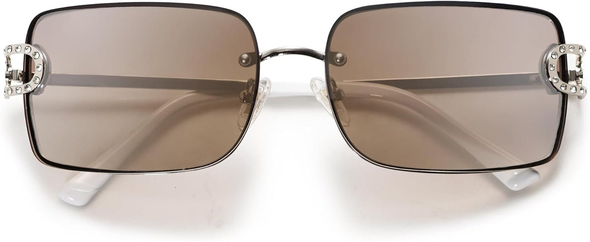 Vintage Rectangle Sunglasses for Women,Trendy Rimless 90S UV400 Womens Y2K Shades SJ1178 - WORLD TIME VISITS