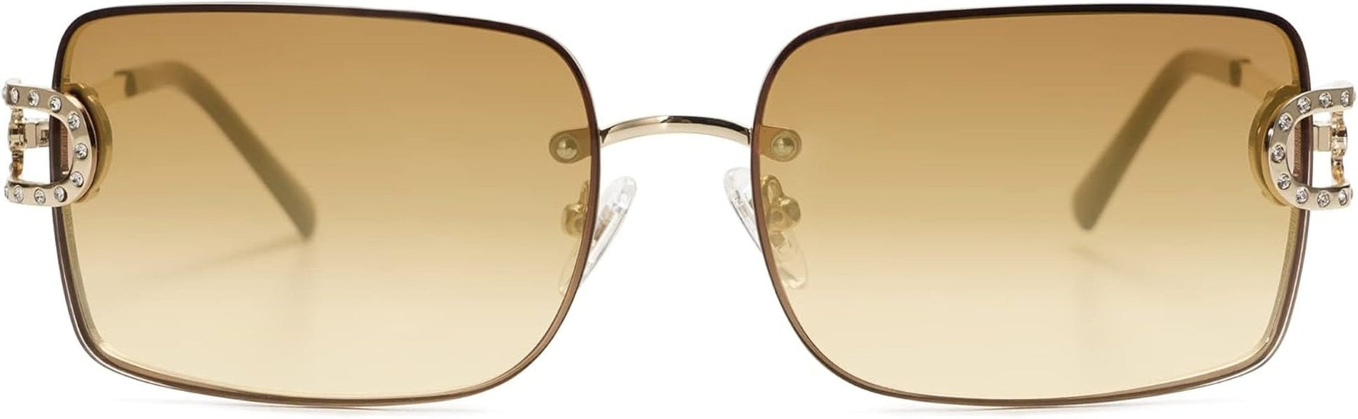 Vintage Rectangle Sunglasses for Women,Trendy Rimless 90S UV400 Womens Y2K Shades SJ1178 - WORLD TIME VISITS